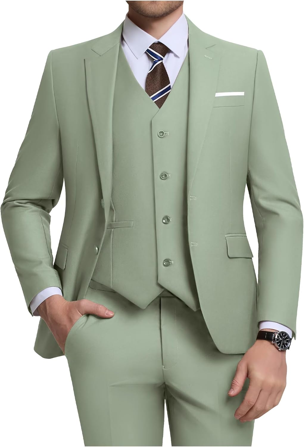 Men's 3 Piece Slim Fit Suit Set for Weddings and Business Events