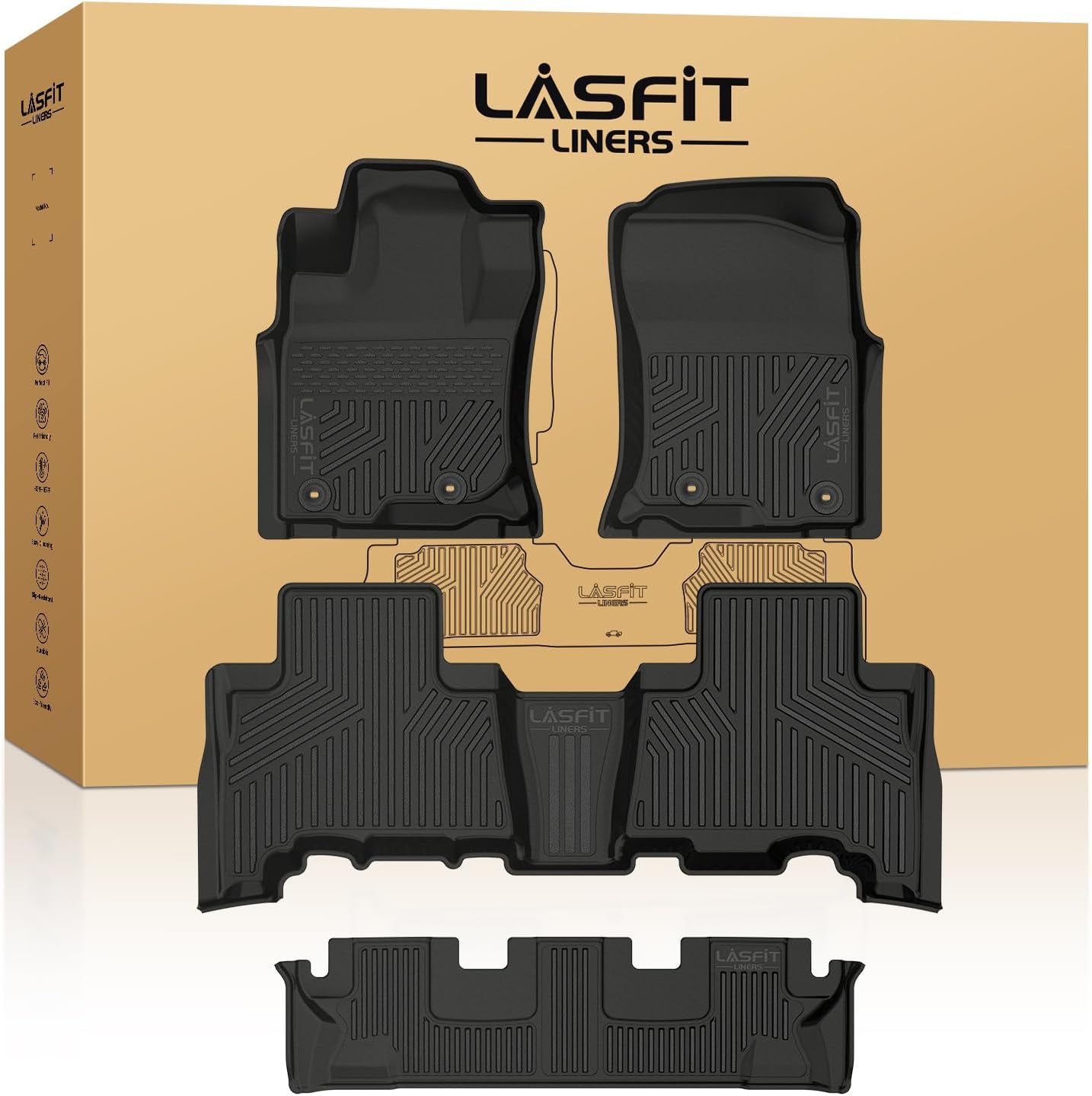 LASFIT Floor Mats for Toyota 4Runner 2013-2024 All Weather