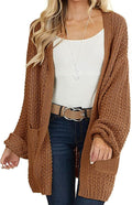 Womens 2025 Fall Open Front Chunky Knit Oversized Cardigan - Cozy