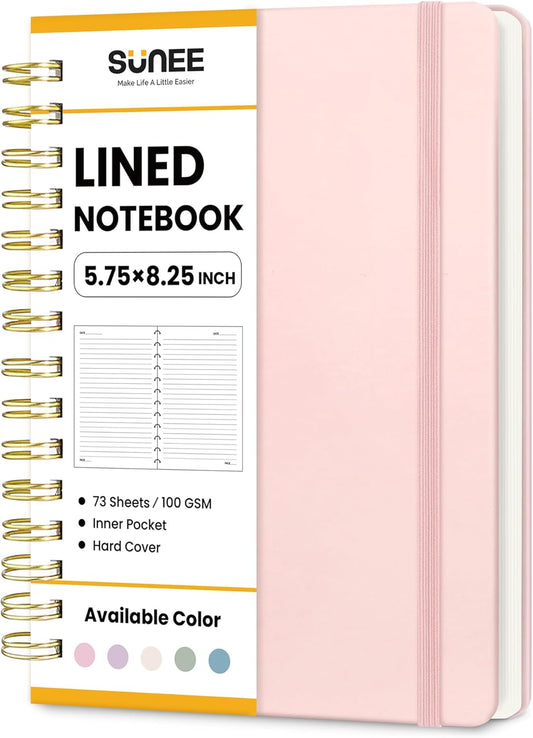 SUNEE Pink A5 Spiral Notebook for Women
