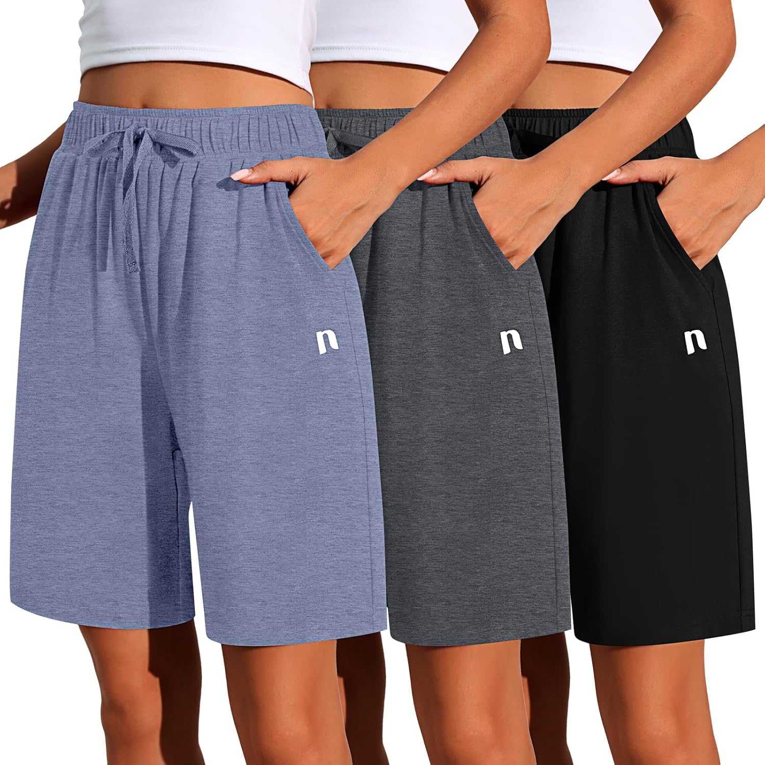 Neer Women's Quick Dry High Waisted Bermuda Athletic Shorts