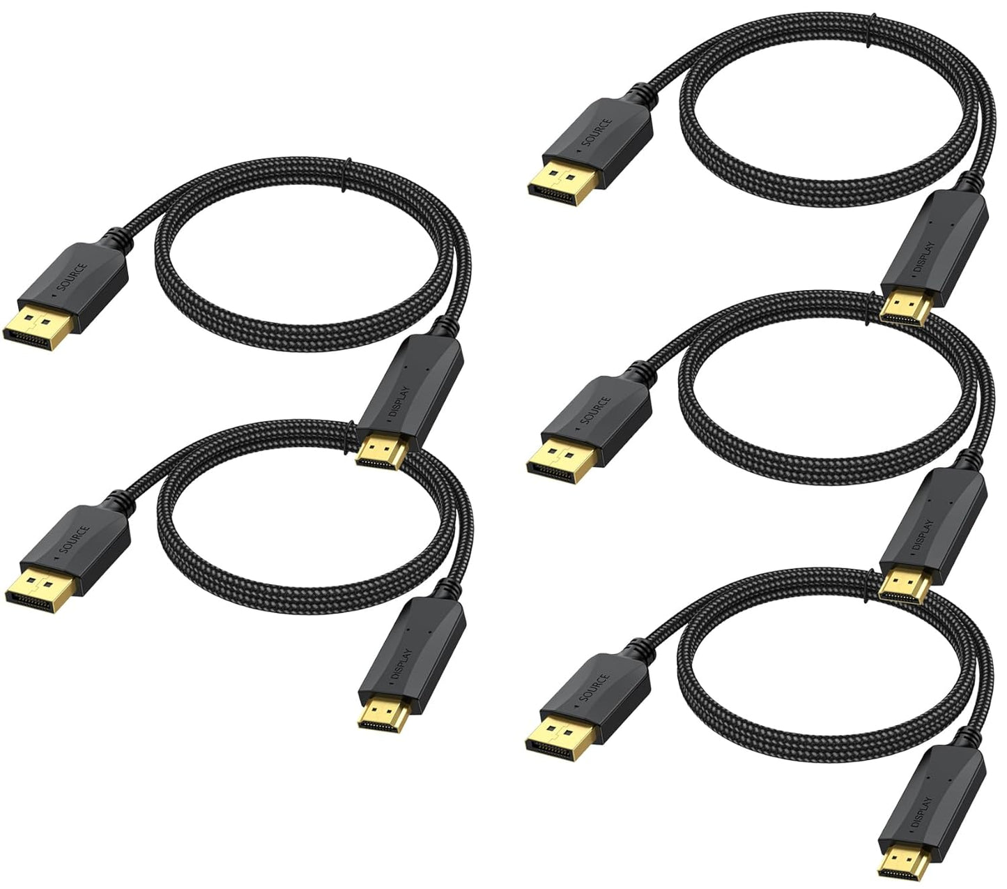 4K DisplayPort to HDMI Cable 5-Pack for High-Quality Video