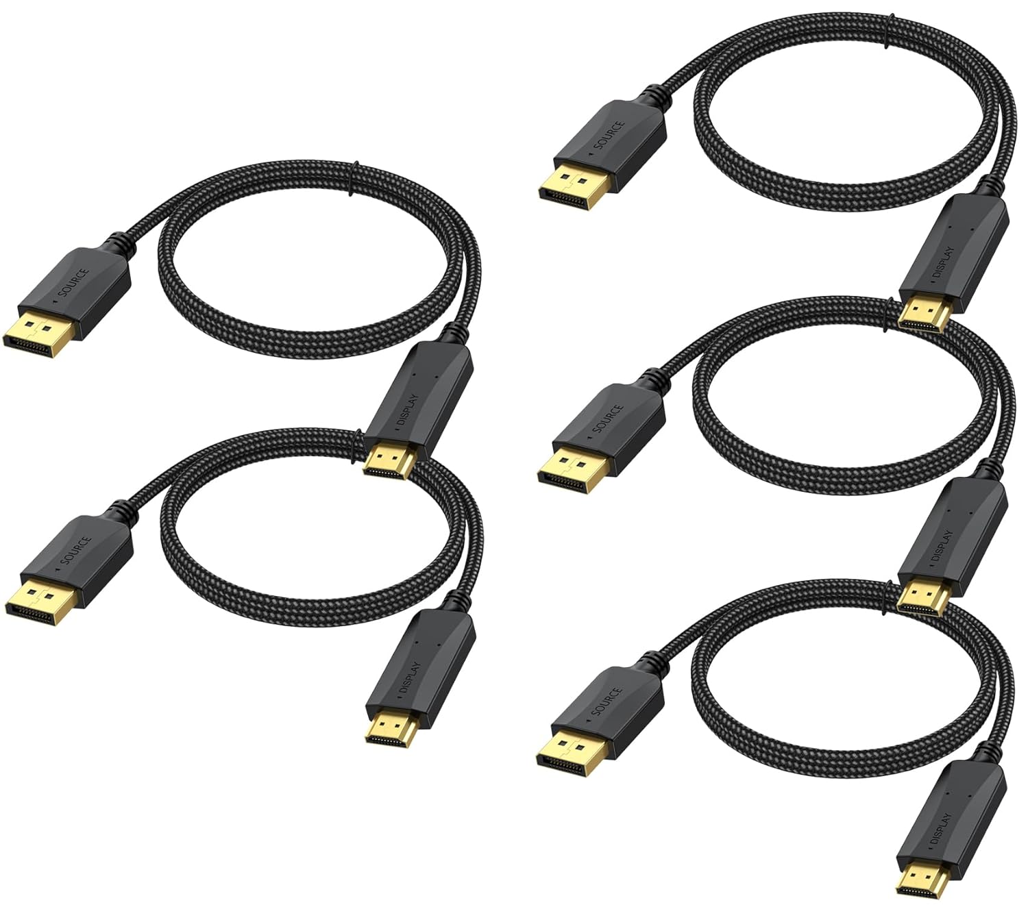 4K DisplayPort to HDMI Cable 5-Pack for High-Quality Video