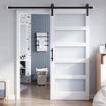 34x84 in Glass Sliding Barn Door with 6ft Hardware Kit - Frosted
