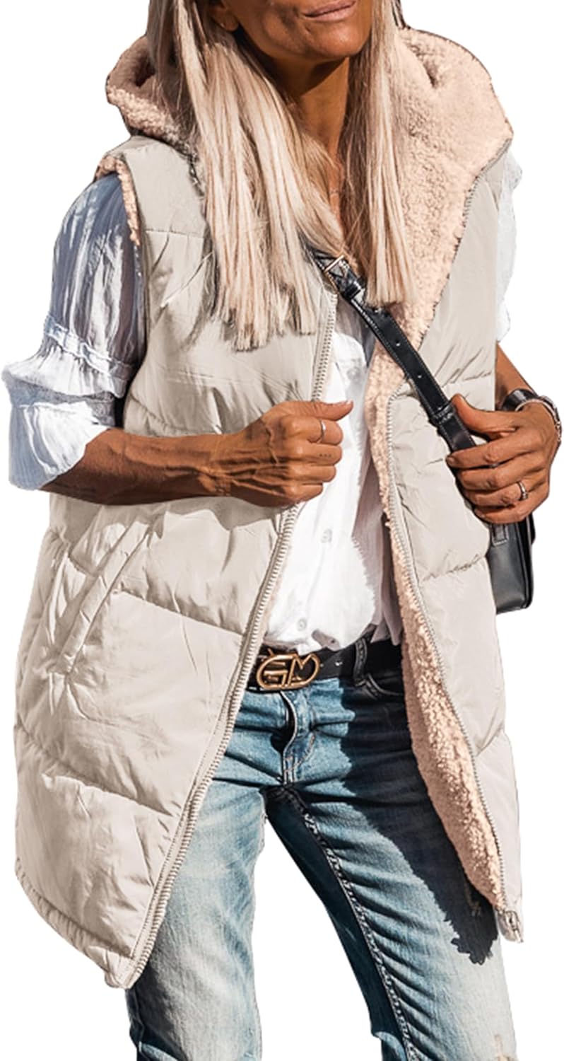 PRETTYGARDEN Womens Reversible Fleece Vest for Fall and Winter