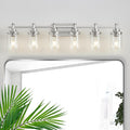 6-Light Bathroom Vanity Light Brushed Nickel - Modern Over-Mirror