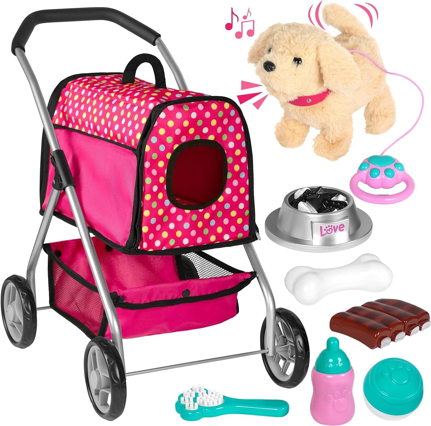 Interactive Puppy Doll Stroller with Remote Control for Kids