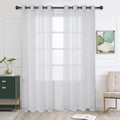 BONZER Burlap Linen Sheer Curtains 54 x 84 in - Light Filtering Voile