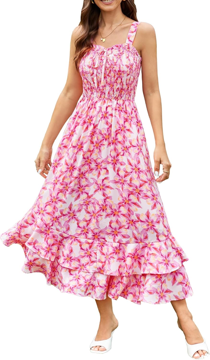 Floral Boho Dress for Women - Summer Maxi Sundress Style