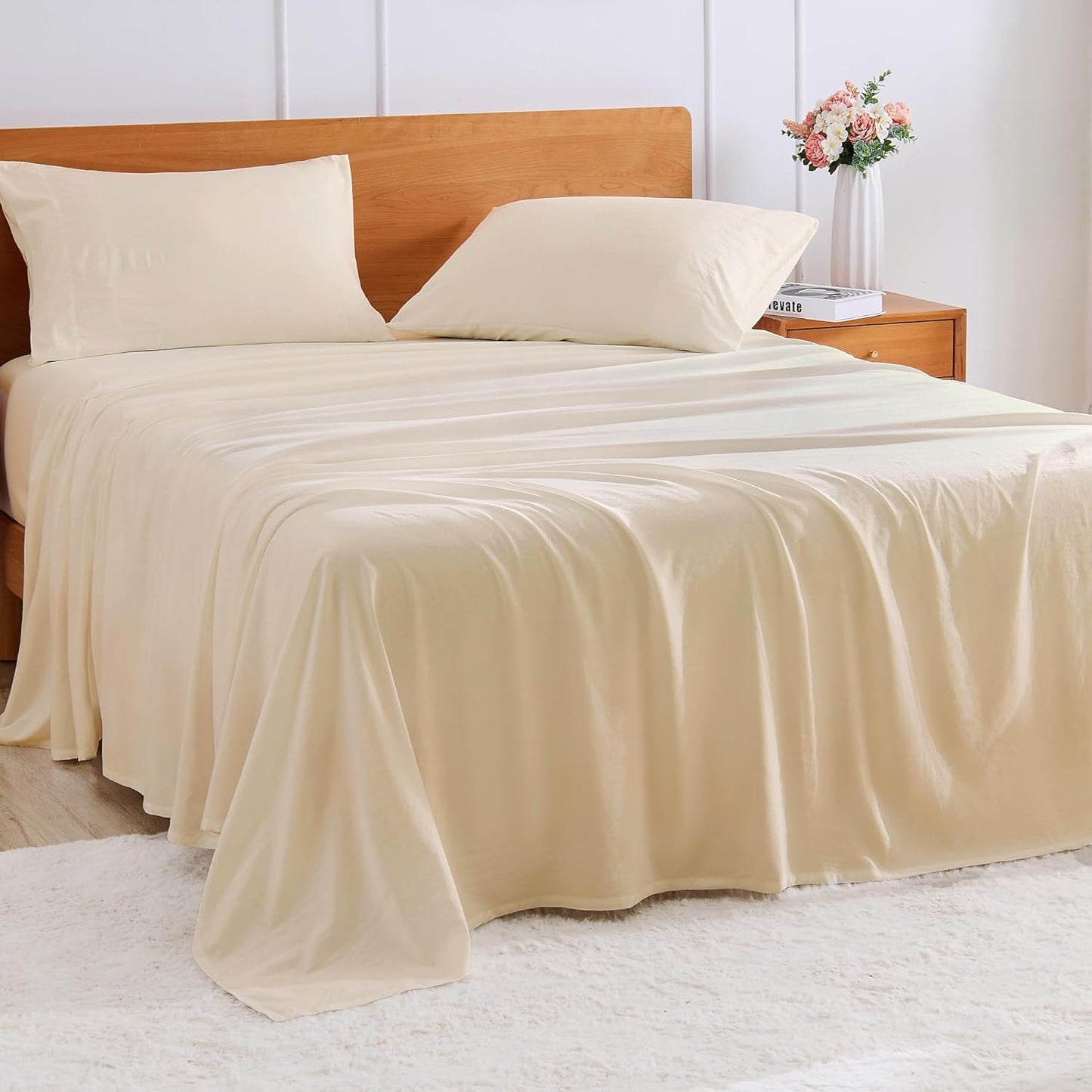 GOKOTTA Queen Sheet Set with Deep Pockets and Elastic Straps