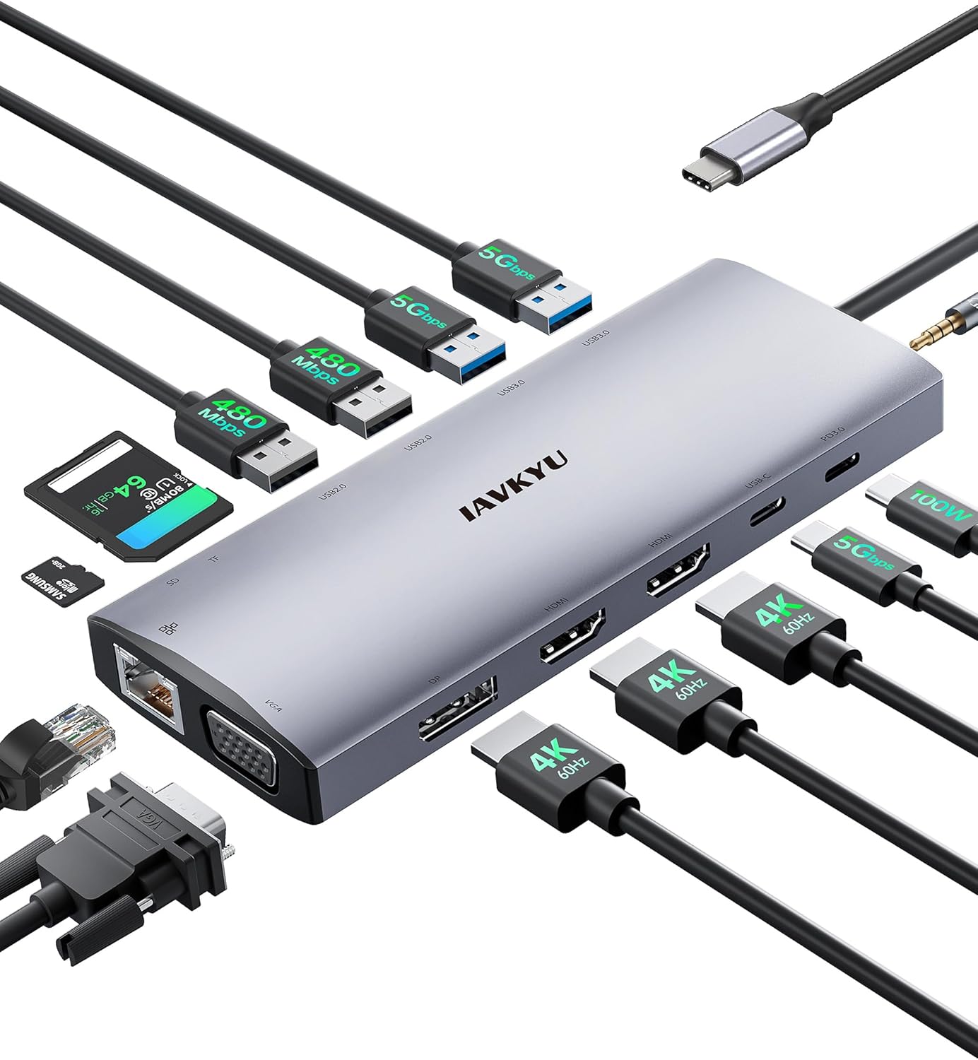 USB C Docking Station 14 in 1 for Quad Display and More