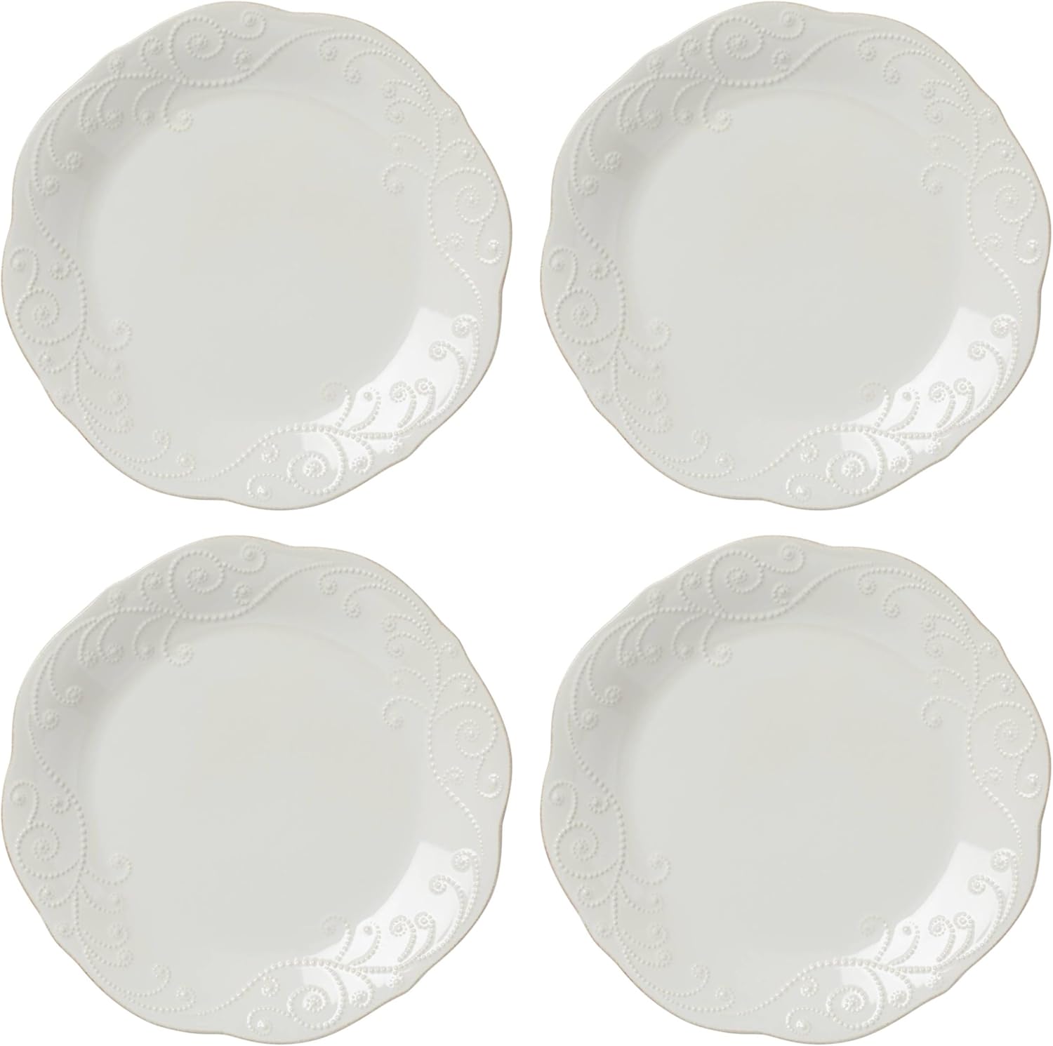 Lenox French Perle 4-Piece Dinner Plate Set for Elegant Dining