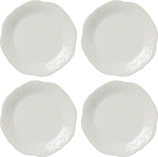 Lenox French Perle 4-Piece Dinner Plate Set for Elegant Dining