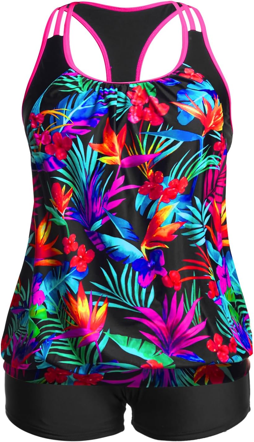 Holipick Plus Size Tankini Swimsuit for Women with Tummy Control