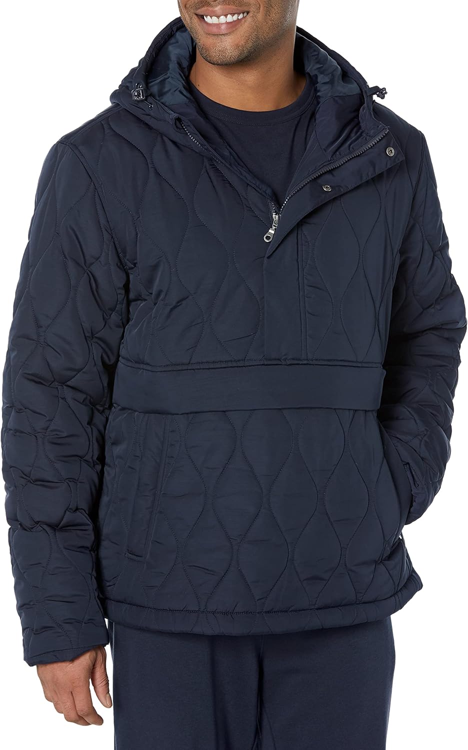 Men's Anorak Hooded Quarter-Zip Puffer Coat for Comfort