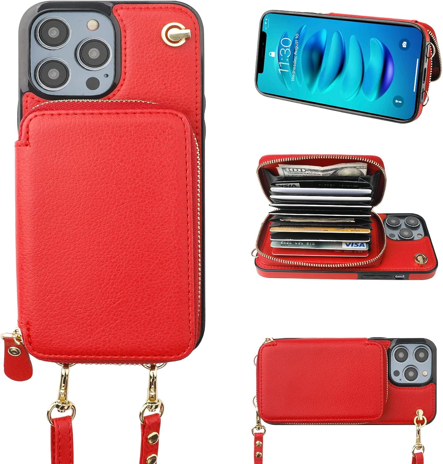 Bocasal Crossbody Wallet Case for iPhone 14 Pro Max - RFID Safe