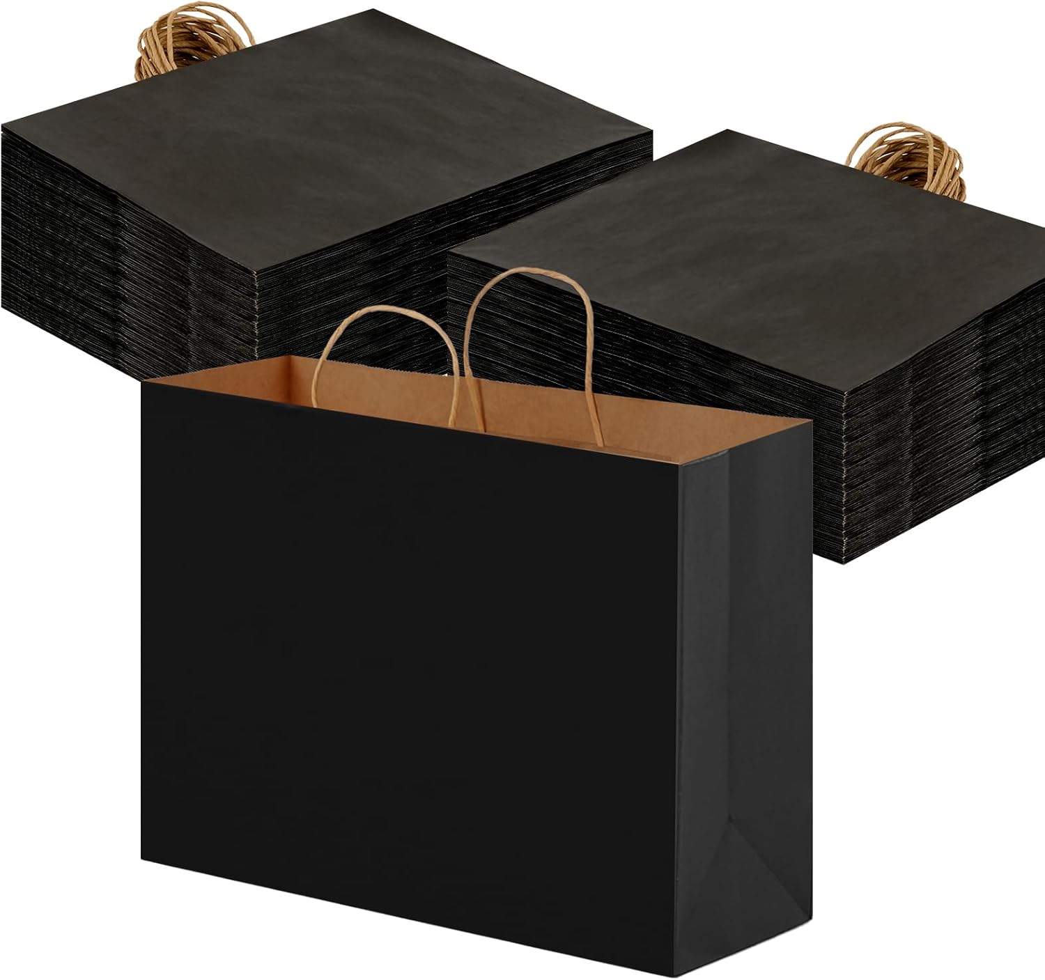 OUTUXED 110pcs Black Paper Bags with Handles for All Occasions
