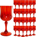 Plastic Wine Glasses Red Set of 24 - Vintage Style Reusable Party