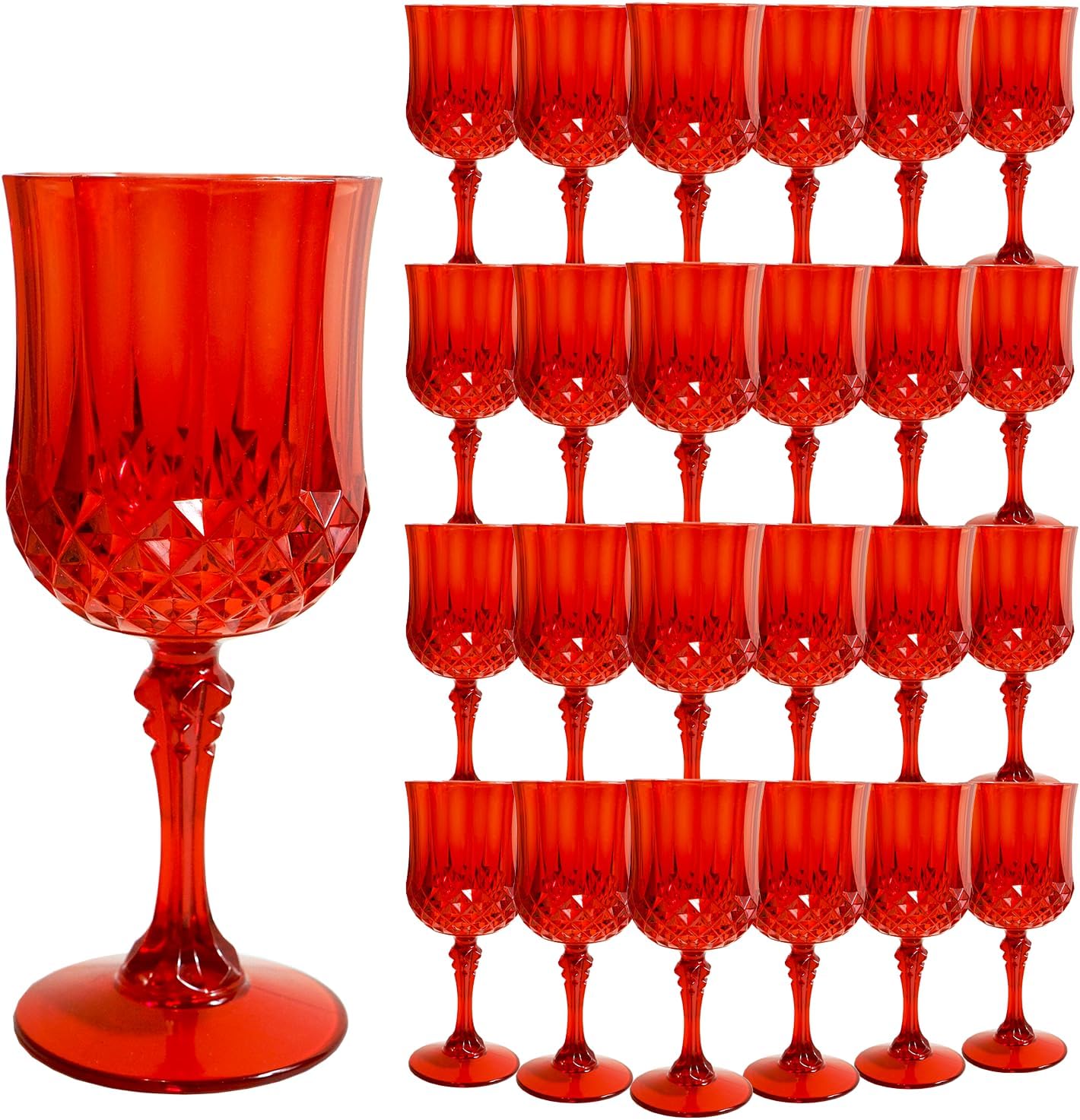 Vintage Style Plastic Wine Glasses for Weddings and Parties