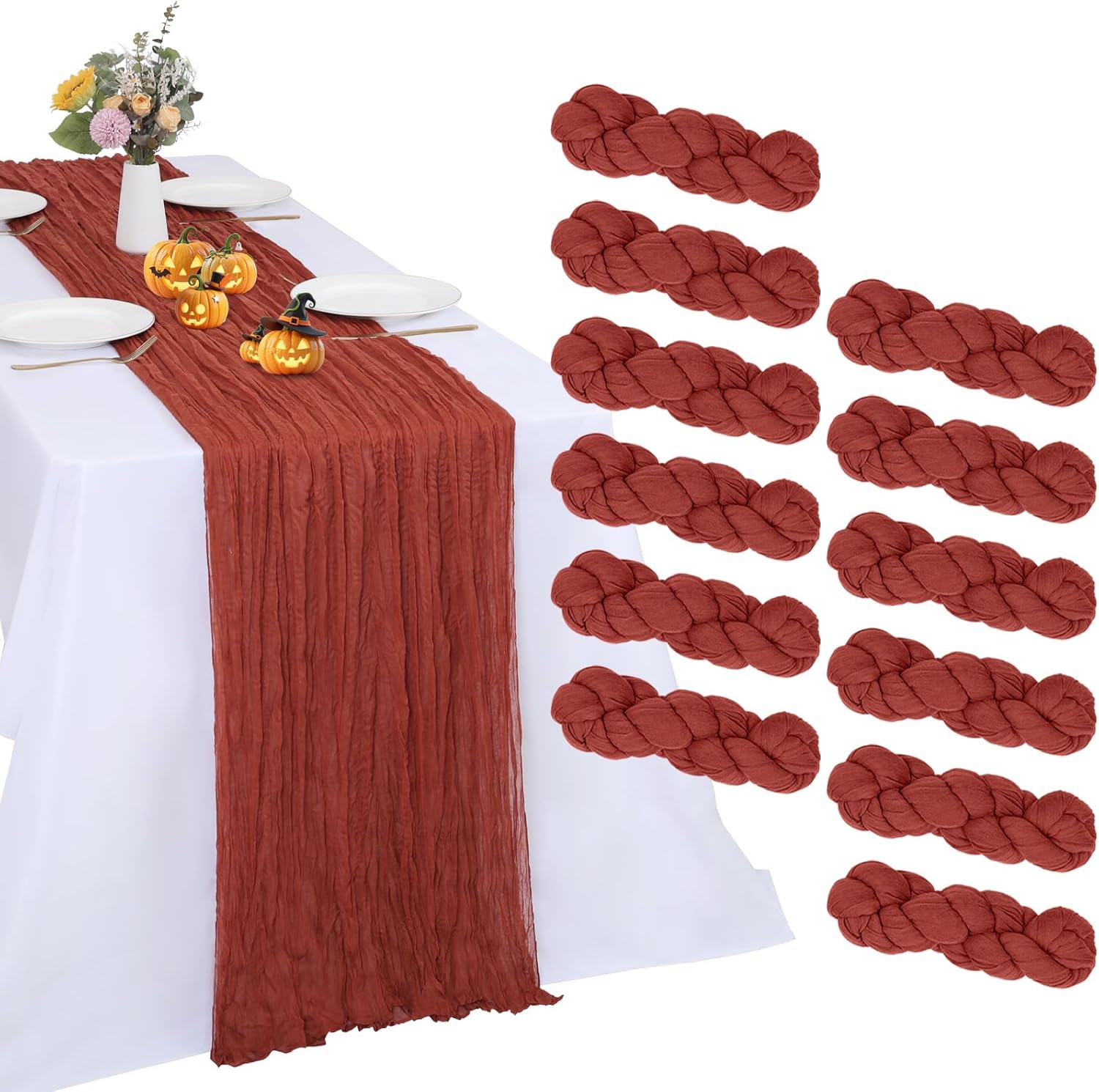 12 Pack Terracotta Cheesecloth Table Runner for Elegant Decor