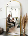 Full Length Arched-Top Mirror 71x30 in - Gold Standing & Wall Mount