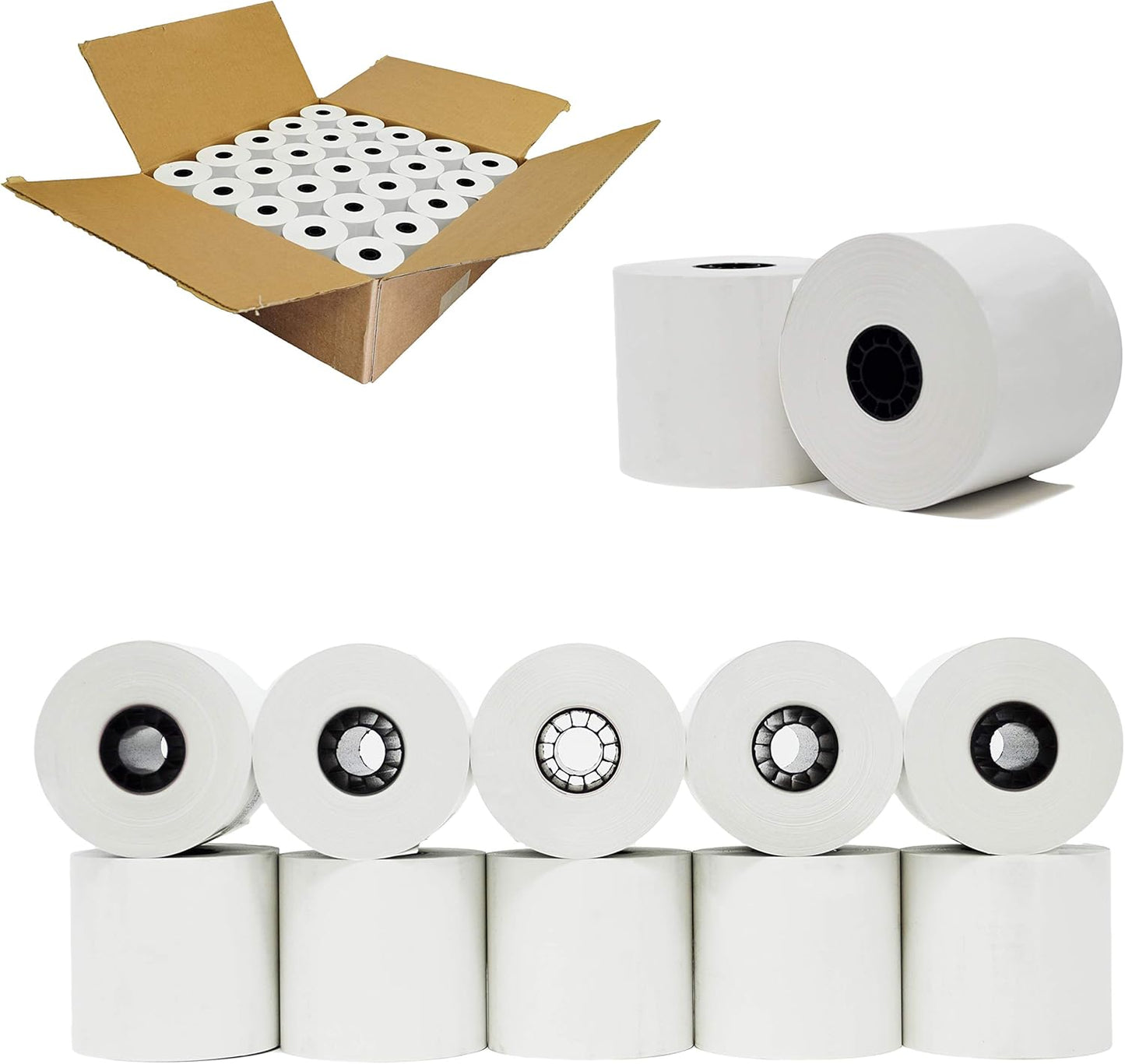 2 1/4 x 230ft 1-Ply Thermal Paper Rolls for Cash Registers