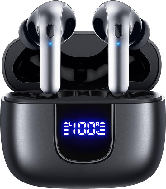 78Hrs Wireless Earbuds: IP7 Waterproof, LED Display, Mic with Charging Case