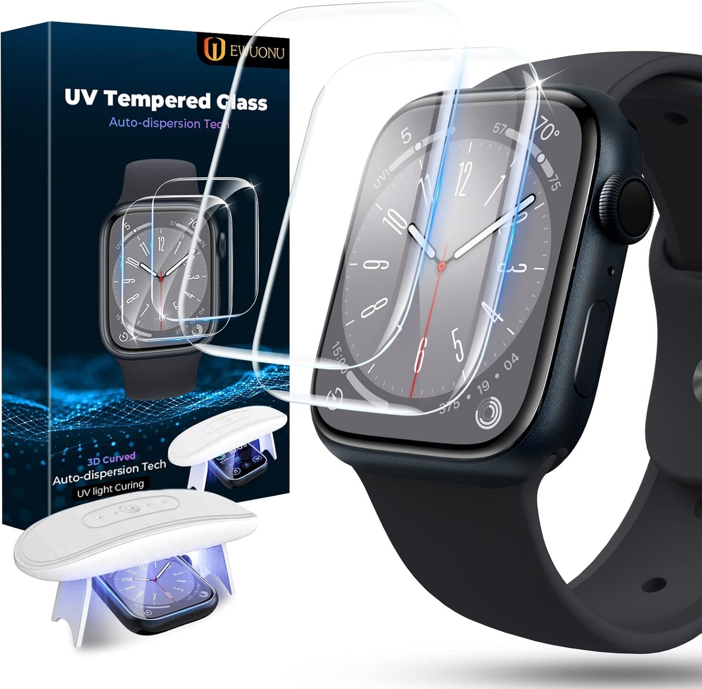 EWUONU 2-Pack Apple Watch 41mm Screen Protectors - Bubble-Free Full Coverage