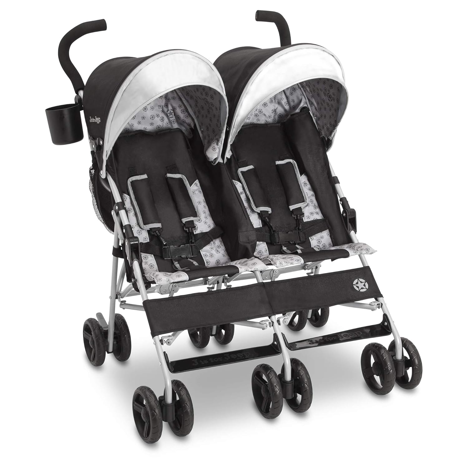 Jeep Scout Double Stroller with Extendable Canopies and Safety