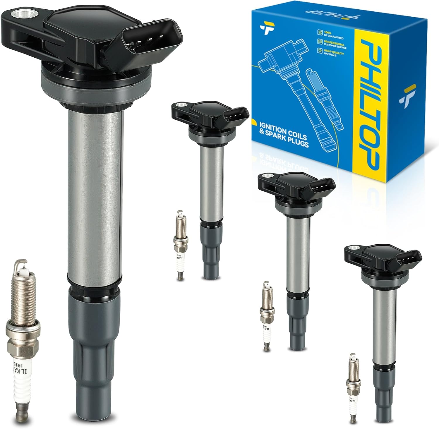 PHILTOP Ignition Coil Pack and Spark Plugs for Toyota Vehicles