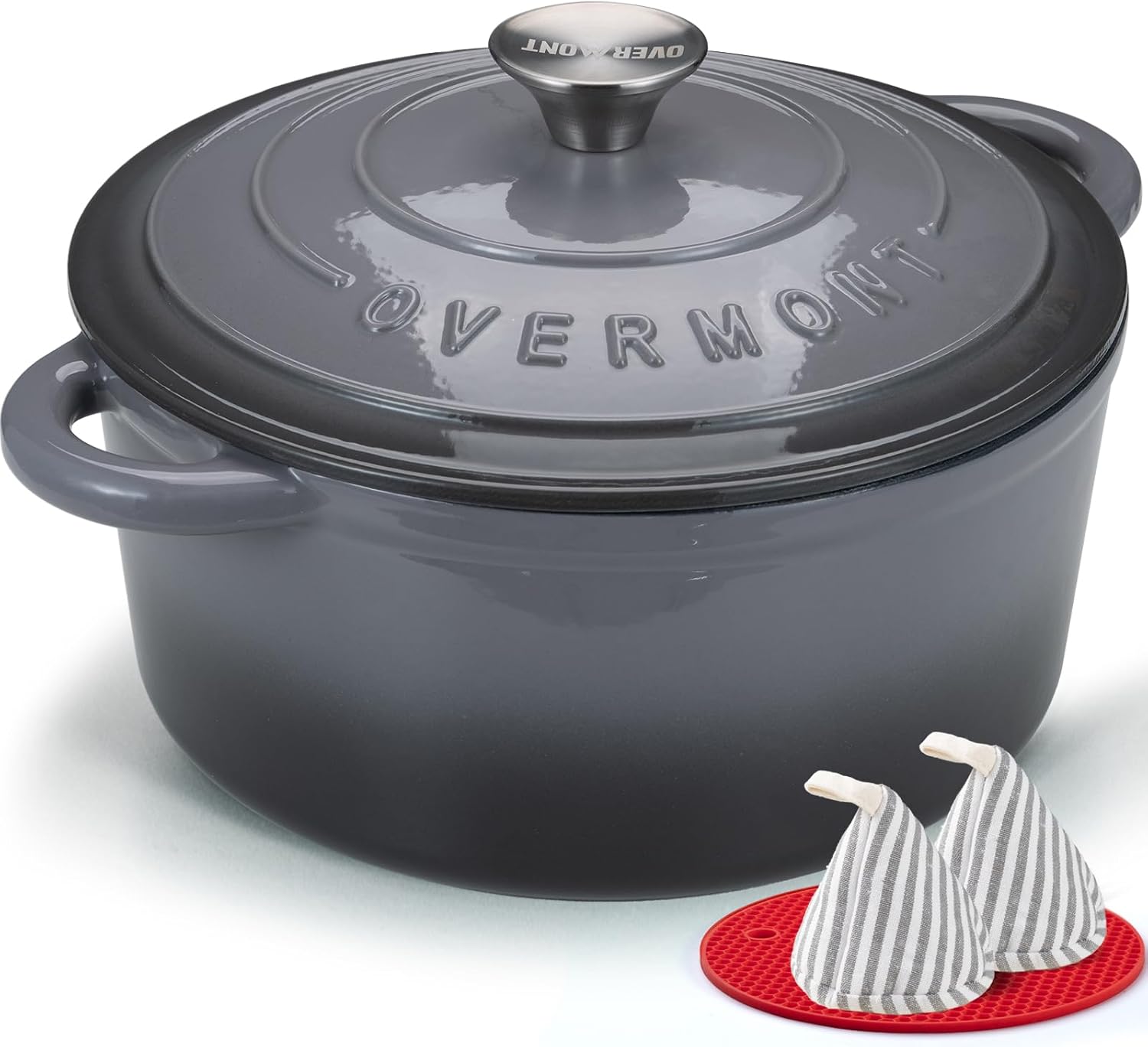 Overmont Enameled Cast Iron Dutch Oven - 4.5QT Heavy-Duty Pot