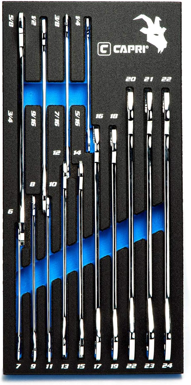 Capri Tools Super-Thin Open End Wrench Set for Tight Spaces