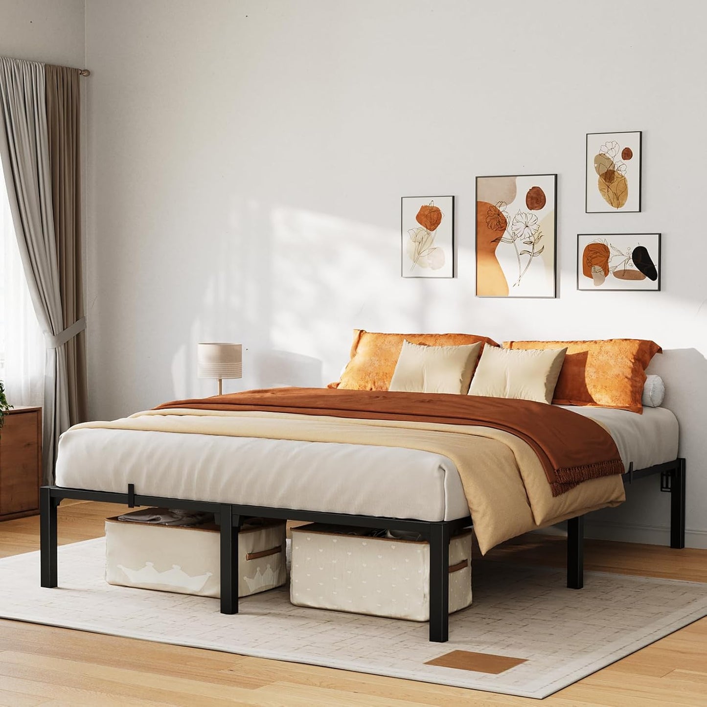 Heavy Duty Metal Platform Bed Frame for Queen Size Mattresses