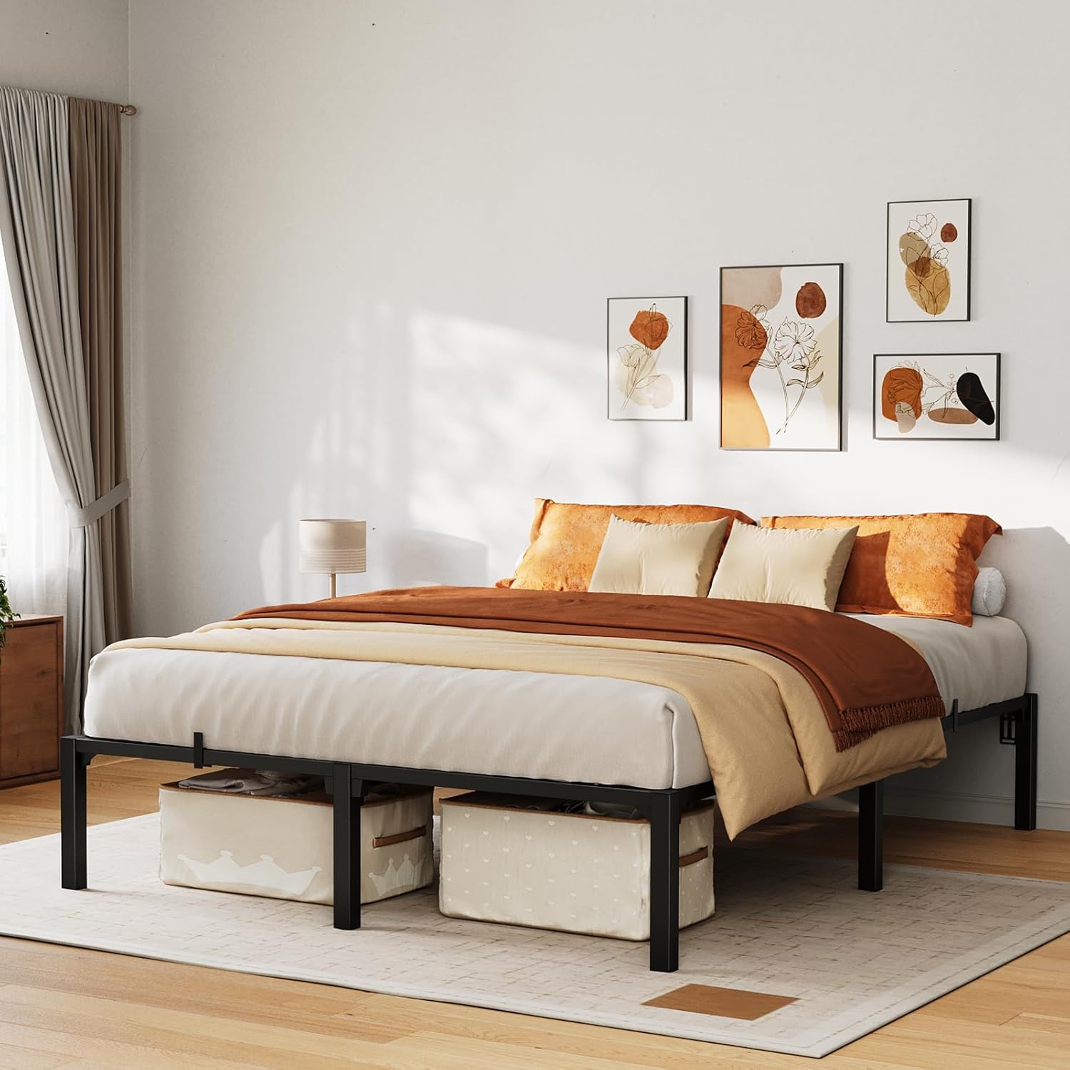 Heavy Duty Metal Platform Bed Frame for Queen Size Mattresses