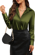 CUNLIN Womens Satin Silk Leopard Button Down Shirt - Sleek Work Blouse