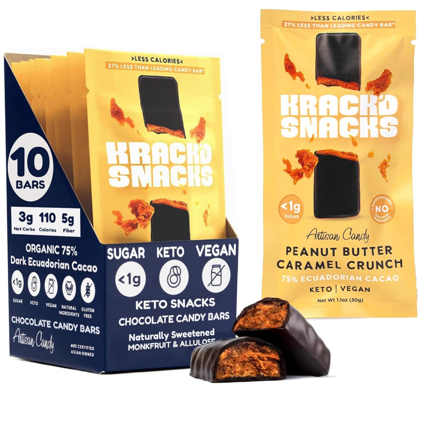 Krackd Snacks Keto Chocolate Snack Bars - Guilt-Free Indulgence