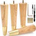 Premium Ash Wood Furniture Legs 4-Pack with Gold Caps - Full Install