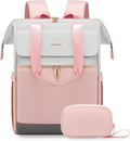 17.3 in Laptop Backpack for Women Grey-Pink - Large Capacity Travel