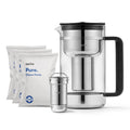 Glass Water Filter Pitcher 1.7L - Refillable Stainless Steel Cartridge