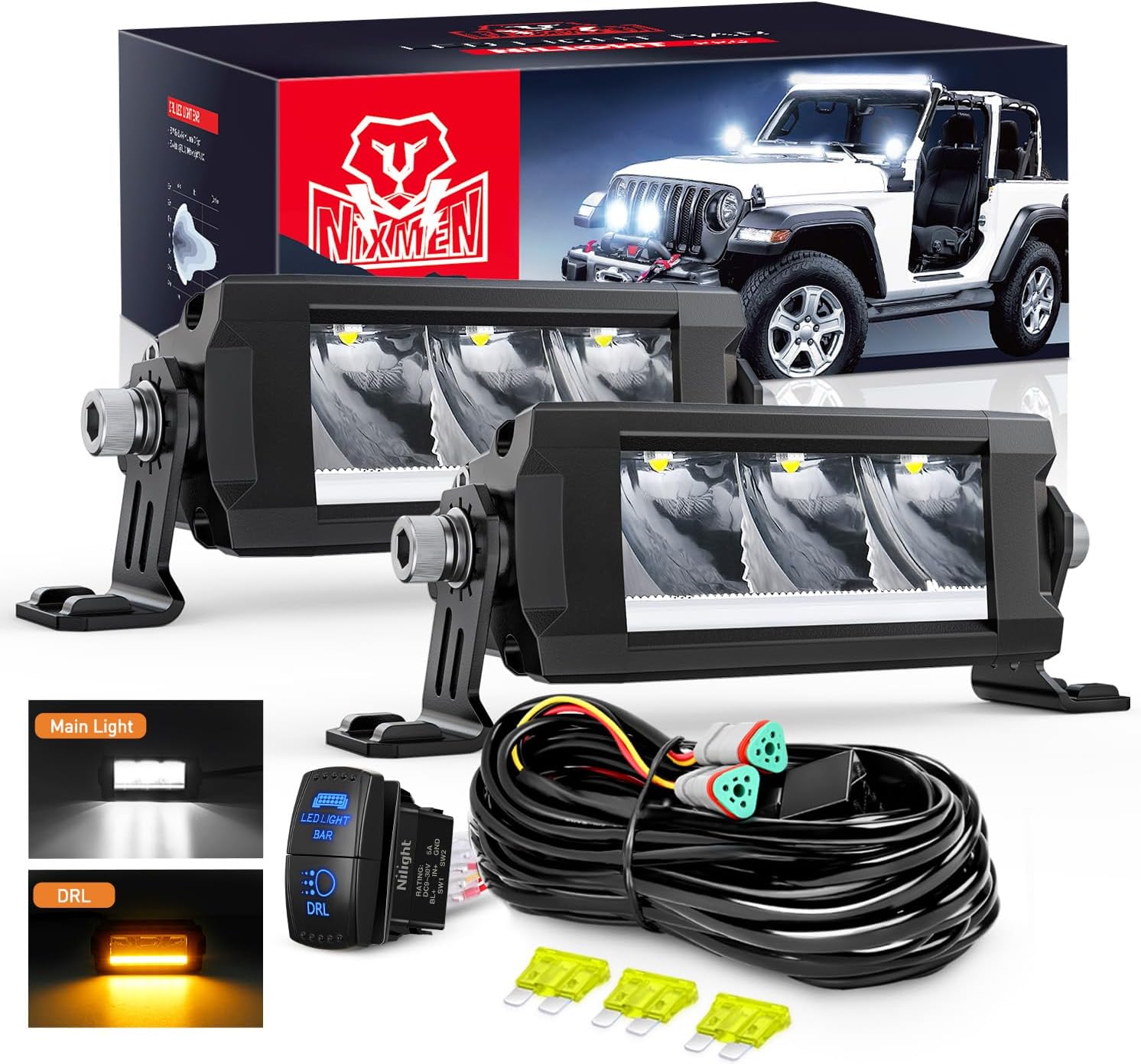 Nilight LED Light Bar 15W 5.3 Inch Slim Driving Lights