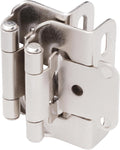 1/2 in Overlay Brushed Nickel Cabinet Hinges - Self-Closing Pairs