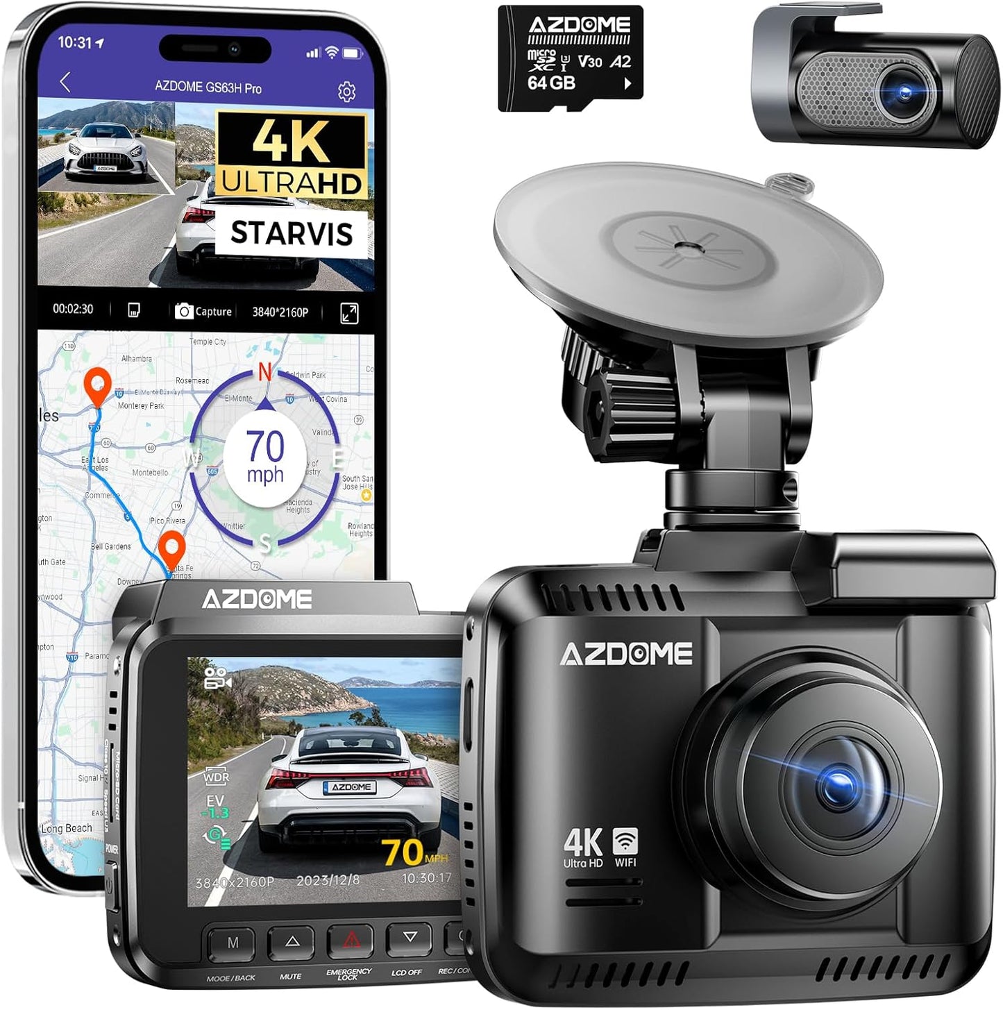 4K AZDOME Dash Cam: STARVIS Night Vision