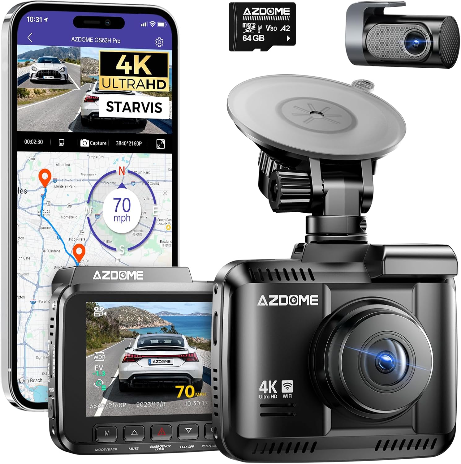 4K AZDOME Dash Cam: STARVIS Night Vision