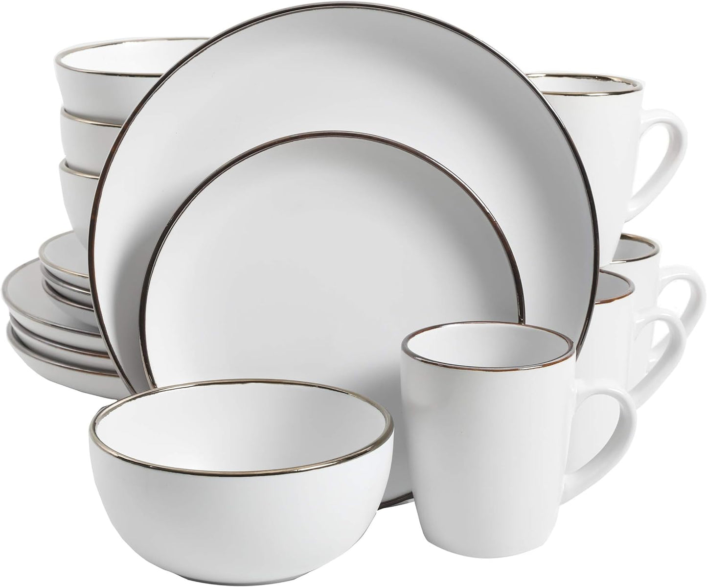 Gibson Home Rockaway Round Stoneware Dinnerware Set for 4
