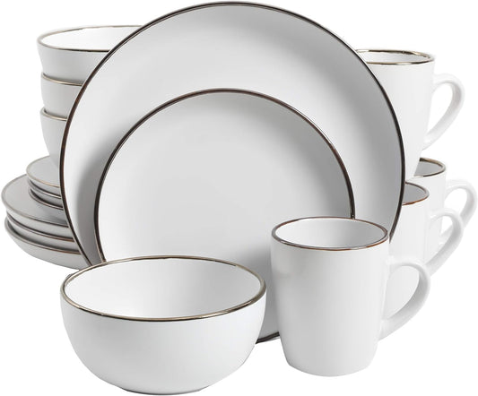 Gibson Home Rockaway Round Stoneware Dinnerware Set for 4