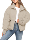 Women's 2025 Winter Long Sleeve Zip Puffer Jacket - Warm, Oversized