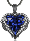 Angel Wings Necklace with September Birthstone - Elegant Heart Pendant