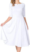 Marycrafts Women's Fit Flare Tea Midi Dress for Office - Classic Fit