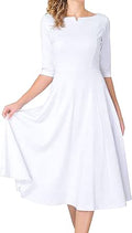 Marycrafts Women's Fit Flare Tea Midi Dress for Office Work