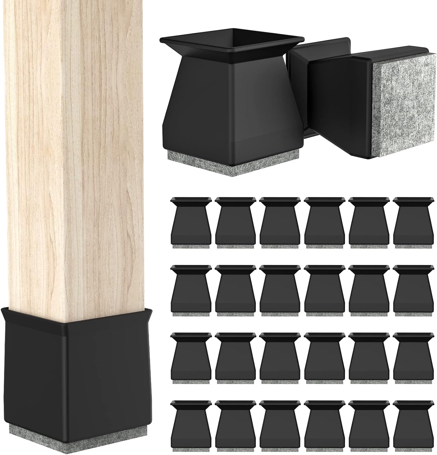 24 Pcs Square Chair Leg Protectors - Secure Hardwood Floors